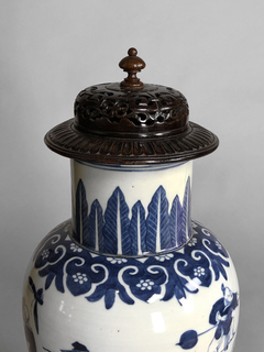 Imagen de Vaso porcelana China blue canton con tapa de madera