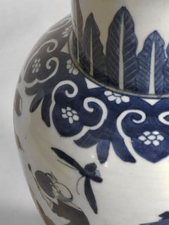 Vaso porcelana China blue canton con tapa de madera - comprar online