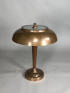 Lámpara época Art-Deco en cobre, madera y vidrio - comprar online