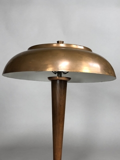 Lámpara época Art-Deco en cobre, madera y vidrio - Mayflower