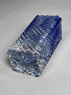 Imagen de Florero cristal tallado transparente y azul