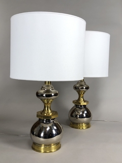 Lámparas en metal plateado y bronce, años 70 - comprar online