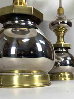 Lámparas en metal plateado y bronce, años 70 en internet