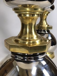 Lámparas en metal plateado y bronce, años 70 - Mayflower