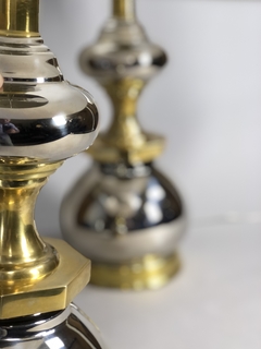 Lámparas en metal plateado y bronce, años 70 - tienda online