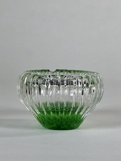 Cenicero en cristal transparente y verde