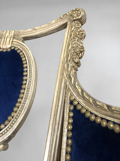 Sillones Franceses Louis XVI en haya decapeada y pana - comprar online