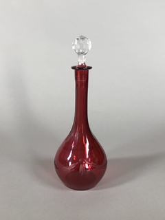 Botellón de cristal rubí con tapa