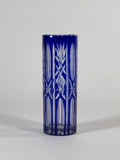 Vaso cristal azul y transparente