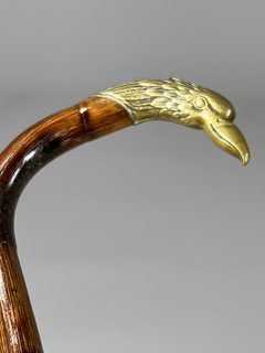 Bastón en caña de bamboo con empuñadura cabeza de águila en bronce - Mayflower