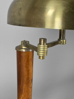 Lámpara alemana mid century en bronce y madera - Mayflower