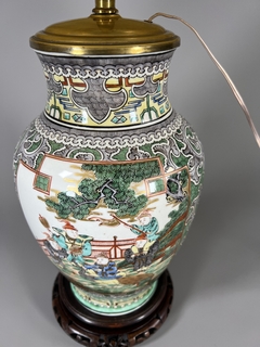 Lámpara de Porcelana China Familie Verte Siglo XIX en internet