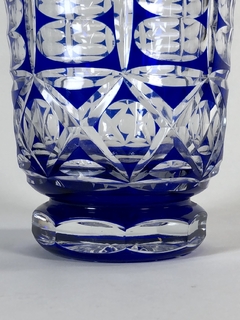 Vaso en cristal ransparente y azul - comprar online