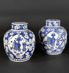 Potiches chinos porcelana azul y blanca - Mayflower