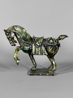 Escultura china de caballo en cerámica Gres