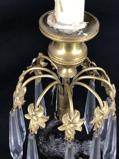 Candeleros época Regency en bronce y mármol con caireles - Mayflower