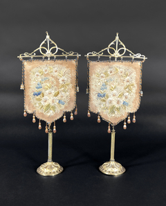 Candle screen Ingleses bordados y bronce