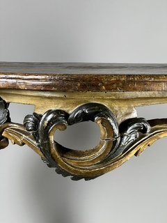 Consola Italiana en madera tallada y policromada, Circa 1830
