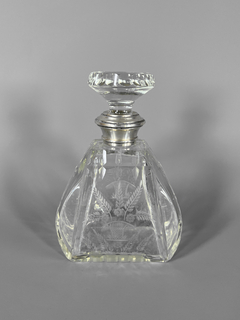 Botellón de cristal tallado y grabado al ácido con cuello en plata 925
