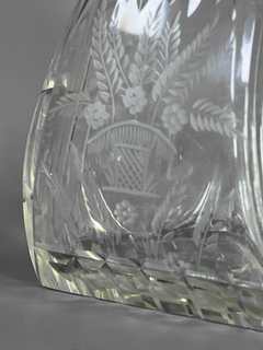 Botellón de cristal tallado y grabado al ácido con cuello en plata 925 - tienda online