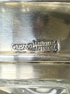 Botellón de cristal tallado y grabado al ácido con cuello en plata 925 - Mayflower