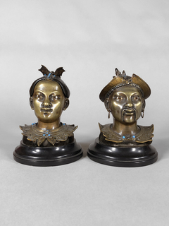 Tinteros guerreros tibetanos en bronce