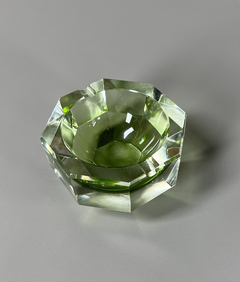 Cenicero octogonal en cristal verde y transparente - comprar online