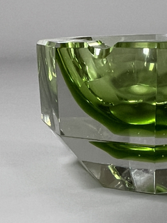 Cenicero octogonal en cristal verde y transparente - Mayflower