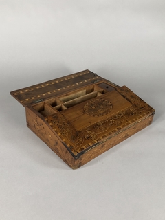 Caja escribanía inglesa en caoba, satinwood y marqueterie - comprar online