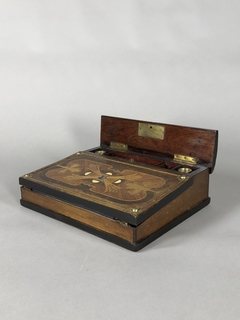 Caja Escribanía de madera con marqueterie, aplicaciones de LapisLazuli y bronce - comprar online