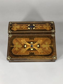 Caja Escribanía de madera con marqueterie, aplicaciones de LapisLazuli y bronce en internet