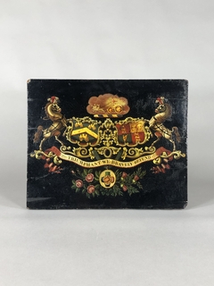 Oleo sobre tabla Inglés, escudo de la compañía de cocheros de la reina. Circa 1750
