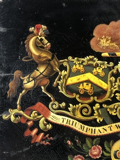 Oleo sobre tabla Inglés, escudo de la compañía de cocheros de la reina. Circa 1750 - Mayflower