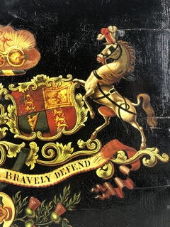Oleo sobre tabla Inglés, escudo de la compañía de cocheros de la reina. Circa 1750 - tienda online