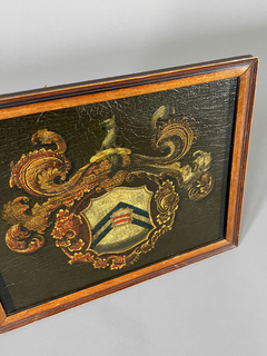 Oleo sobre tabla Inglés, escudo de la compañia de cocheros de la reina, Inglaterra. - comprar online