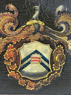 Oleo sobre tabla Inglés, escudo de la compañia de cocheros de la reina, Inglaterra. - Mayflower