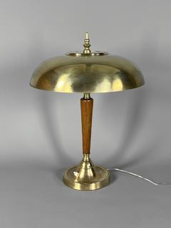 Lámpara Alemana mid century en bronce y madera