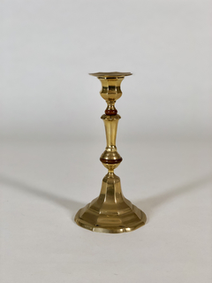 Candelero bronce con aros de madera