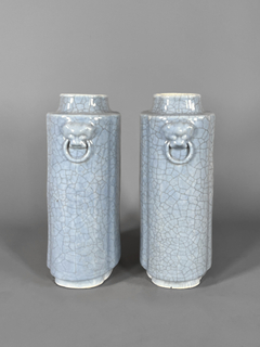 Vasos Chinos época Kian long Circa 1735-1840 en porcelana celeste - Mayflower