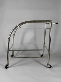 Mesa Carro Bar en cromo y vidrio, diseño años 60 - comprar online