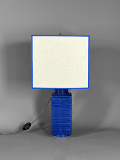 Lámpara China en pocelana azul rectangular