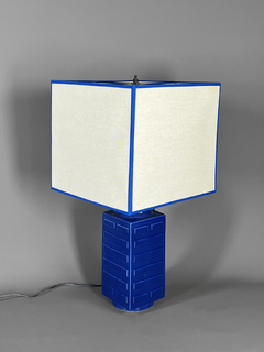 Lámpara China en pocelana azul rectangular - comprar online