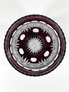 Vaso Italiano cristal tallado rubí