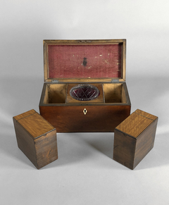 Tea Caddy Inglesa en caoba y satinwood Circa 1805 - tienda online