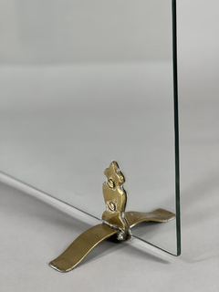 Chispero vidrio templado y apoyo en bronce en internet