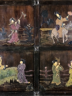 Panel Chino en madera con motivos costumbristas en internet
