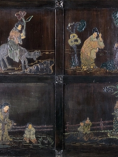 Panel Chino en madera con motivos costumbristas en internet