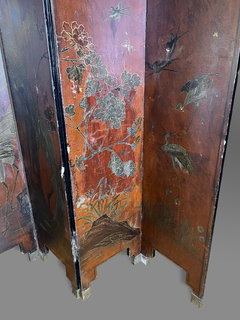 Biombo Oriental de 6 paneles con incrustaciones. Siglo XVIII - comprar online