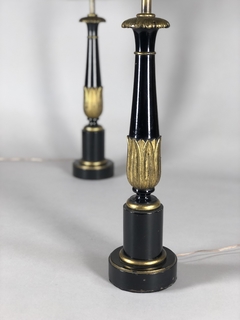 Lámparas Inglesas madera negra laqueada y dorada en internet