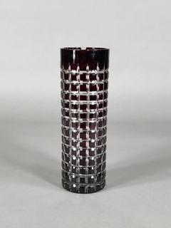 Vaso cristal cilíndrico color rubí y transparente